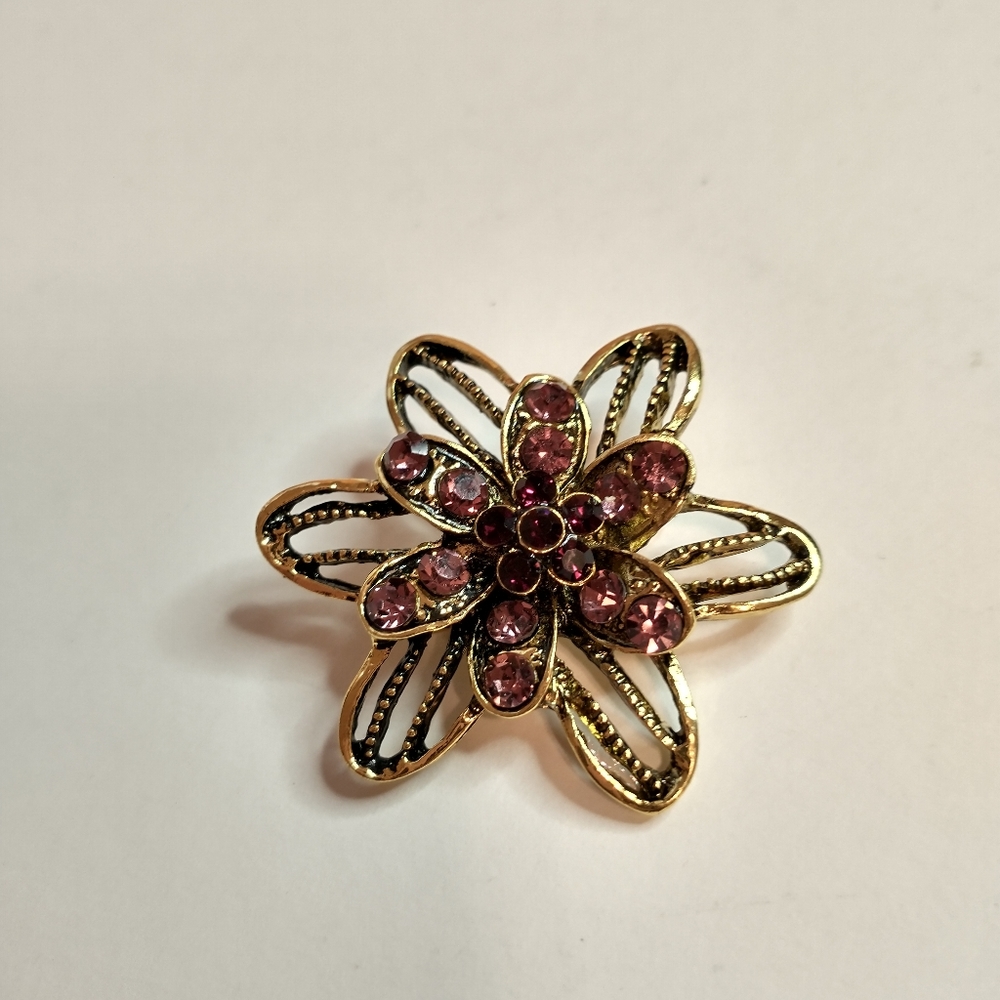 Brooch Alier purple vintage created style crystal flower‎ pin